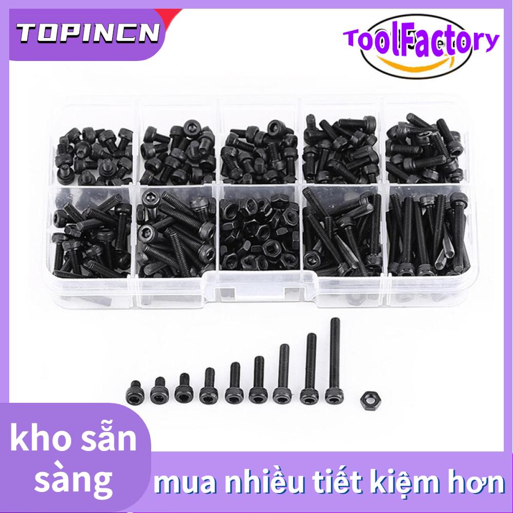280Pcs/Box M3 Cap Head Hex Socket Bolt Screw Nut Metric Machine Fastener Assortment Set