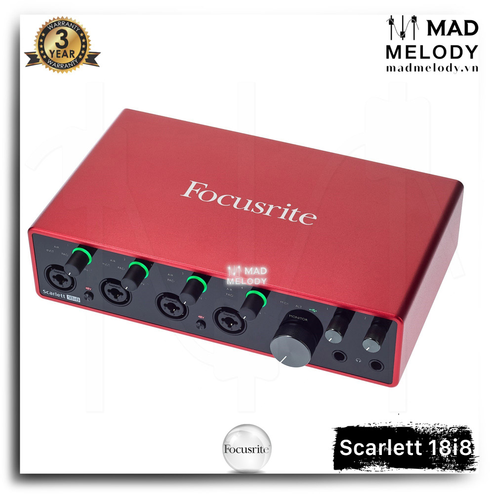 Focusrite Scarlett 18i8 USB Audio Interface (3rd Gen) [soundcard thu âm/kiểm âm chất lượng cao 18i8 Gen 3 thế hệ 3 NEW]