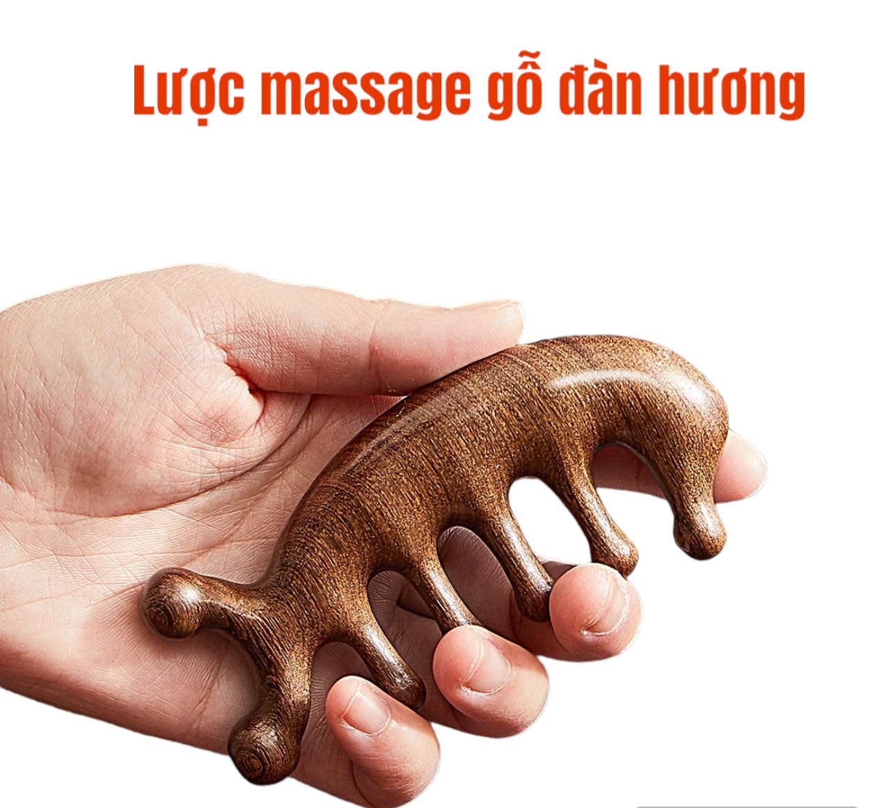 Lược gỗ massage mặt và đầu cổ vai gáy - Lược gỗ đàn hương mát xa chải đầu chống tĩnh điện- Lược gỗ muồng đen cấp
