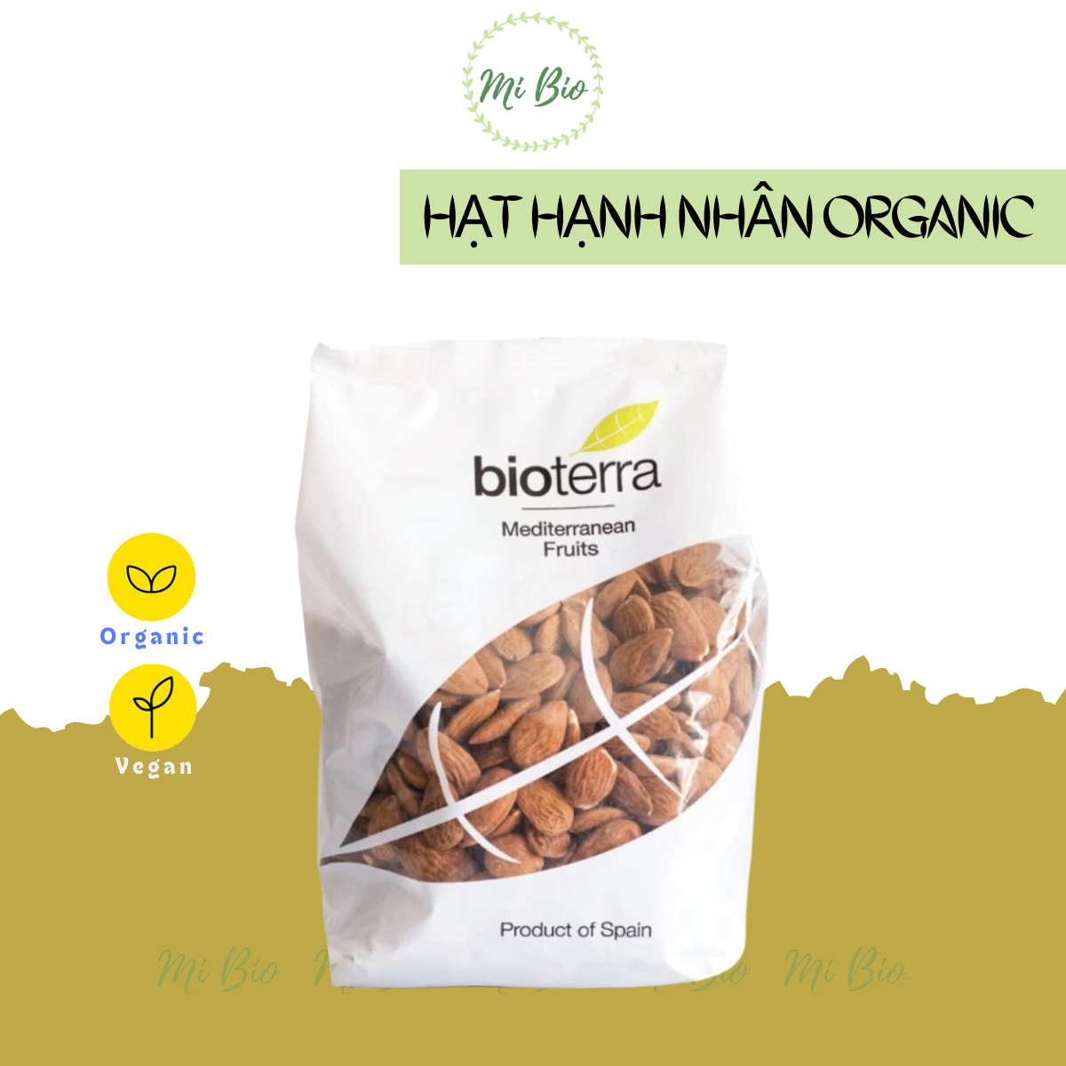 Hạt hạnh nhân (Almonds) hữu cơ đã tách vỏ - Bioterra