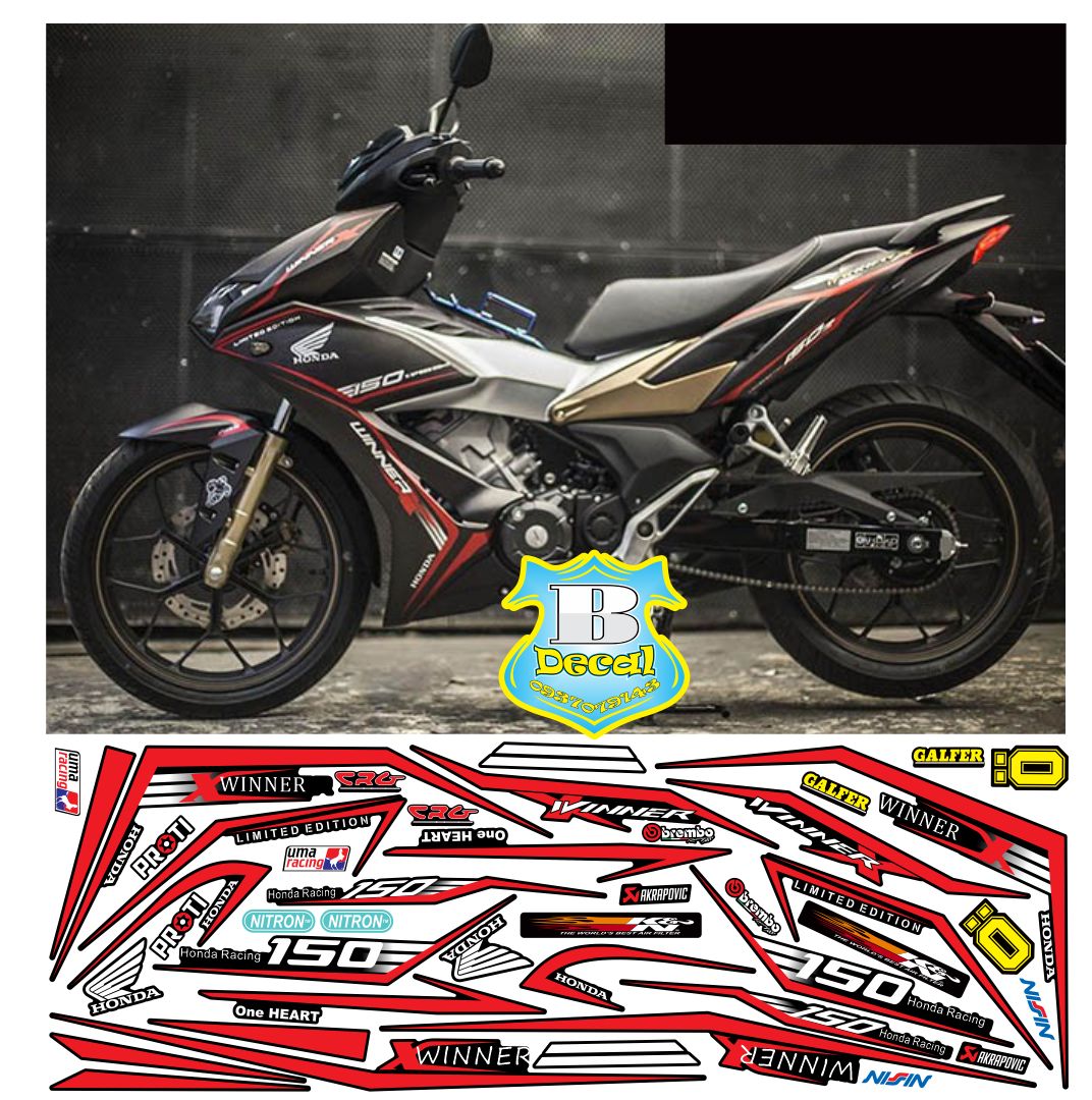Tem rời winner X chỉ đỏ đen nhám