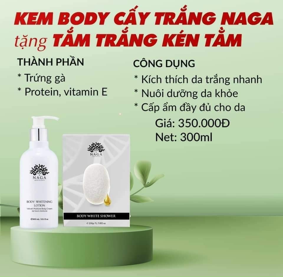 [Tặng Body Tắm Trắng 180k] Body Cấy Trắng Naga Cải Thiện Làn Da