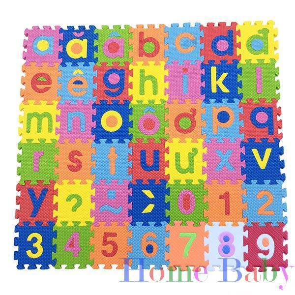 Bộ 42 Miếng Thảm Xốp Mềm Lót Sàn Nhiều Màu Sắc gồm chữ cái và số đếm cho Bé