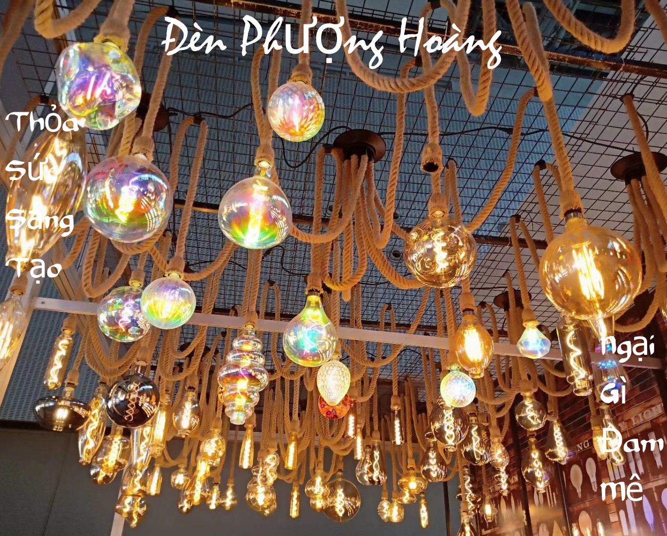 Đèn thả dây thừng một dây 1m (Chưa bóng)