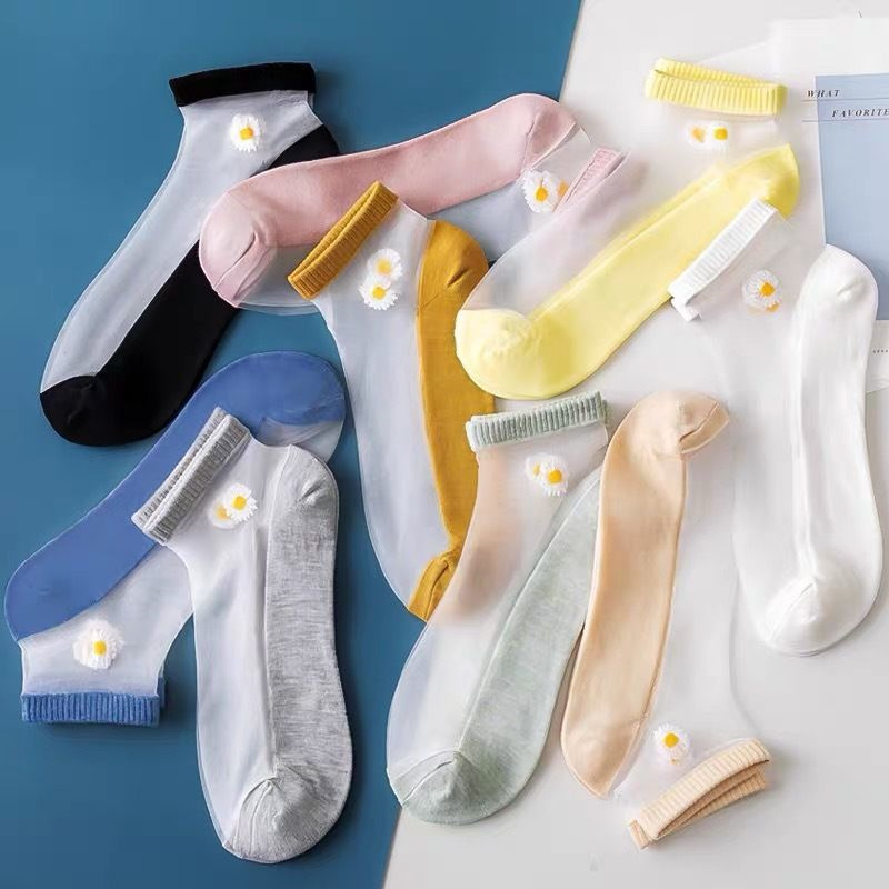 Vớ (Tất) Nữ Ngắn Lưới Hình Hoa Cúc