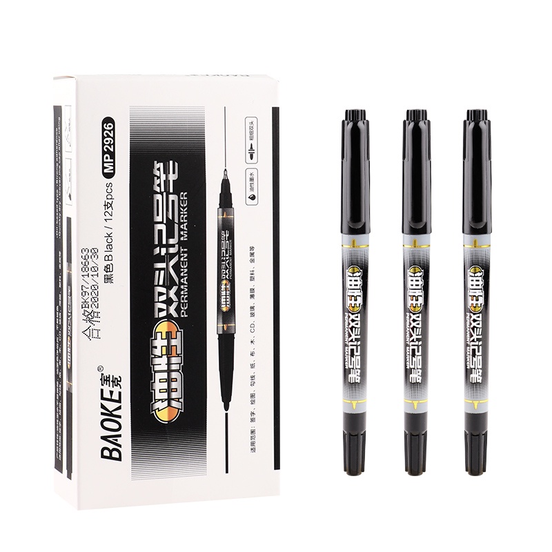 Bút dạ kính 2 đầu Baoke MP2926 Xanh/Đỏ/Đen (12/144)