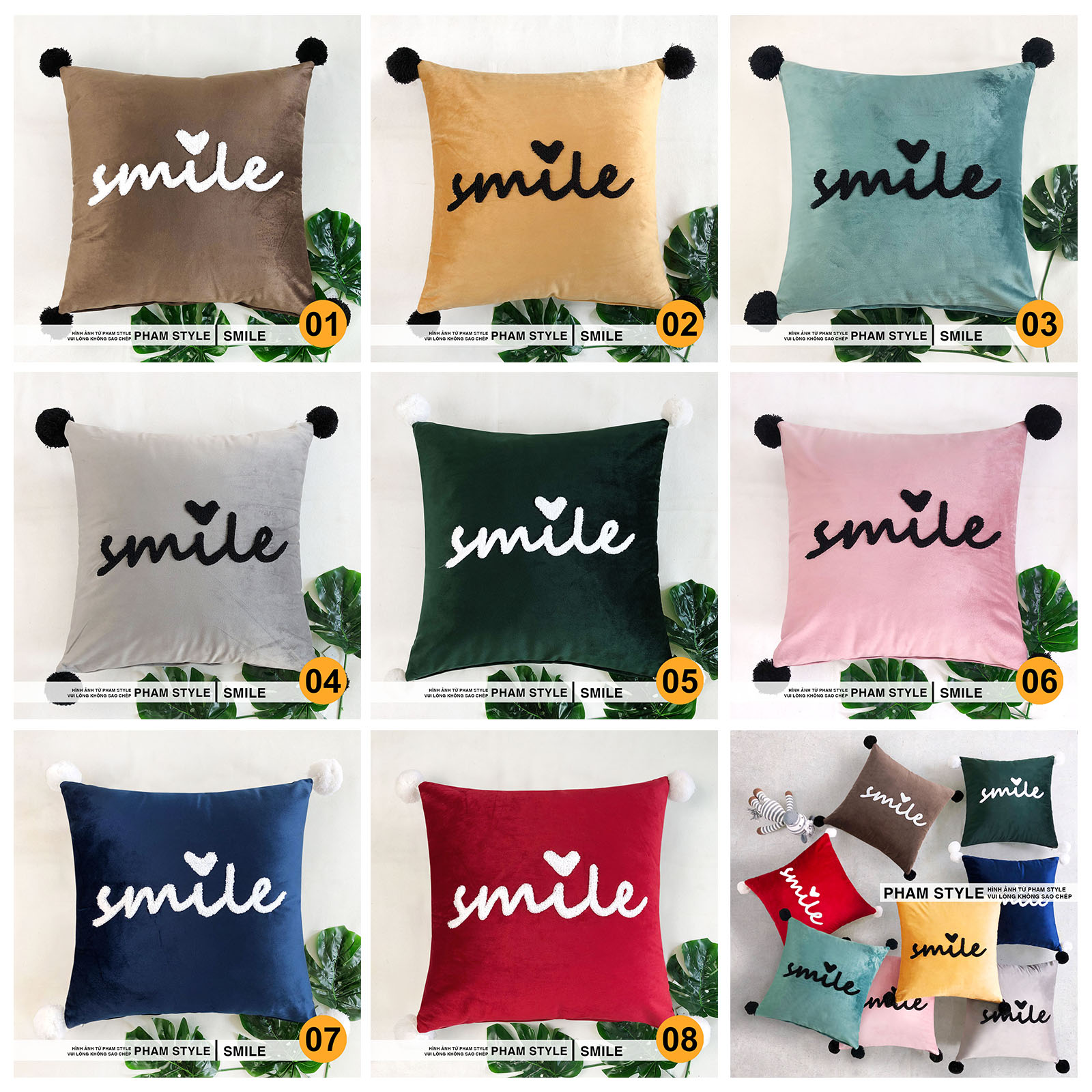 Gối Sofa Trang Trí SMILE (45x45cm)