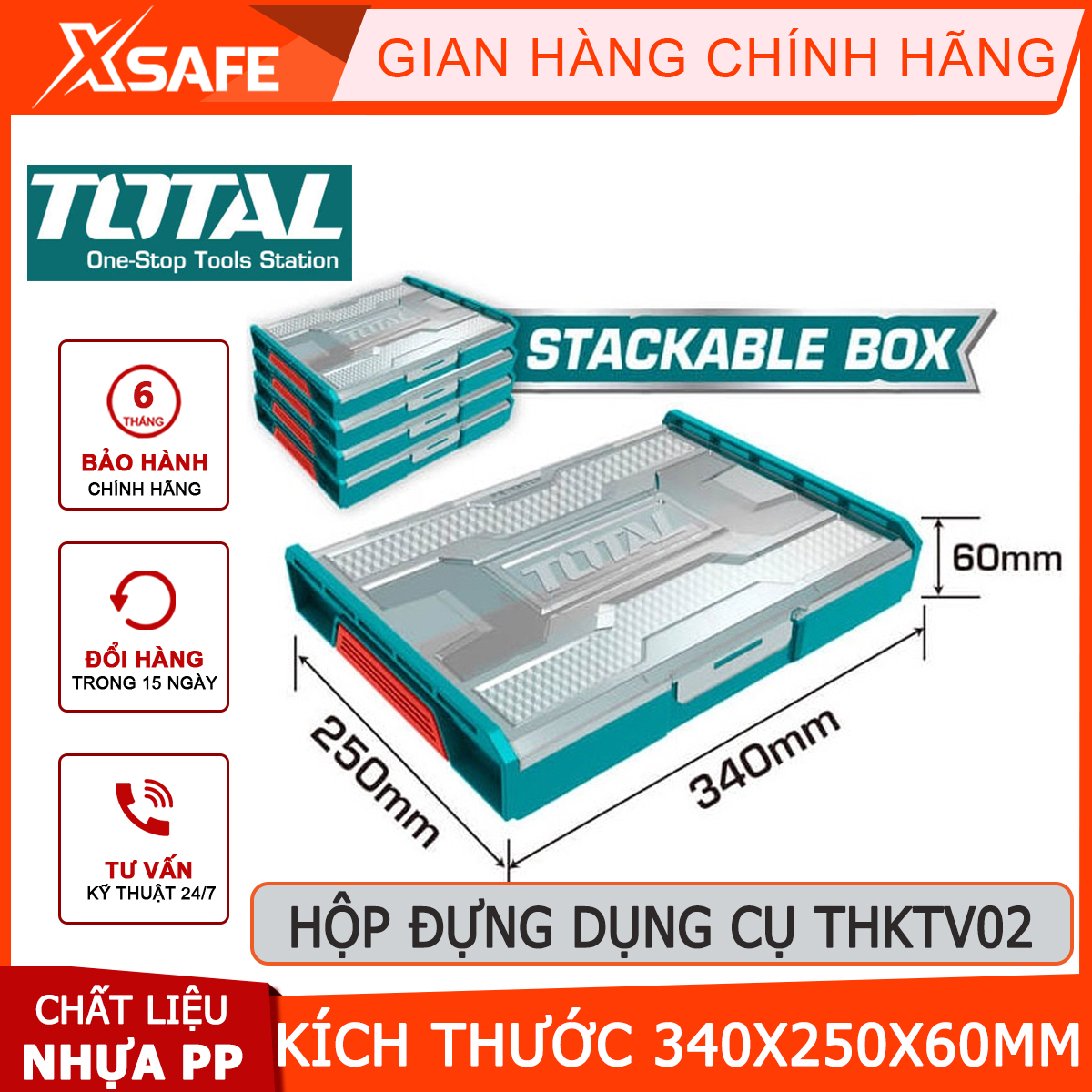 Box plastic instrument total THKTV02 size 340*250*60mm box craft, can be stacked plastic material pp, baffled đựng all kinds of tools, đồ craft super hard impact resistance, heat resistance [genuine] [xsafe]