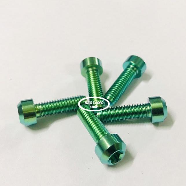 5 con Ốc Titan GR5 Đầu Trụ 6li 2 Xanh Lục Bảo (Titan 100% )