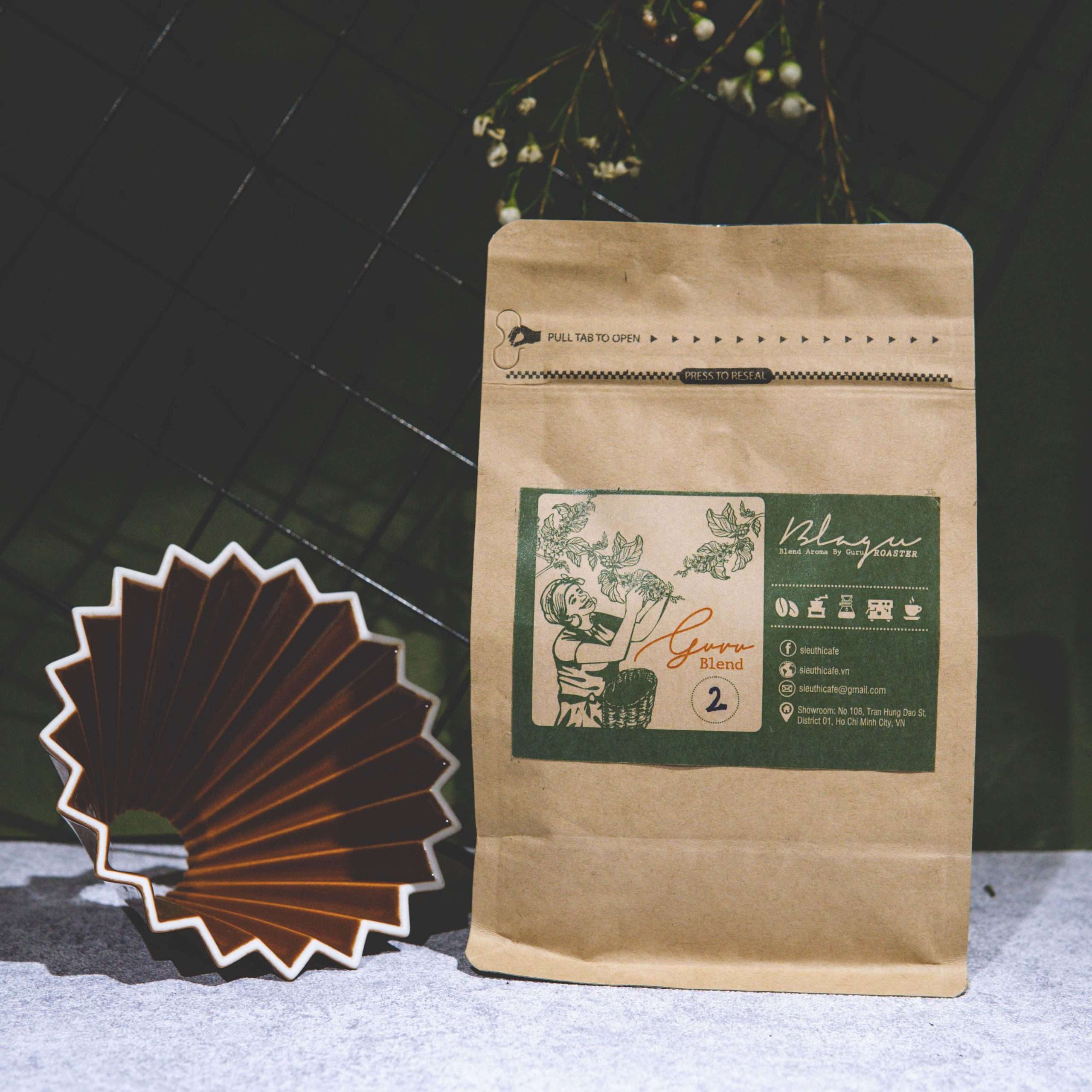 [HCM]CÀ PHÊ BLAGU HẠT ĐÃ RANG  GURU BLEND 2 MEDIUM ROAST 250G