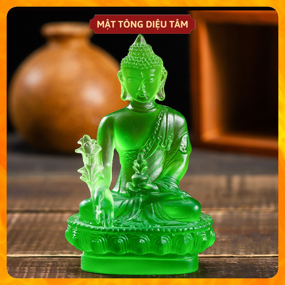 Medicine Buddha statue green high 12cm