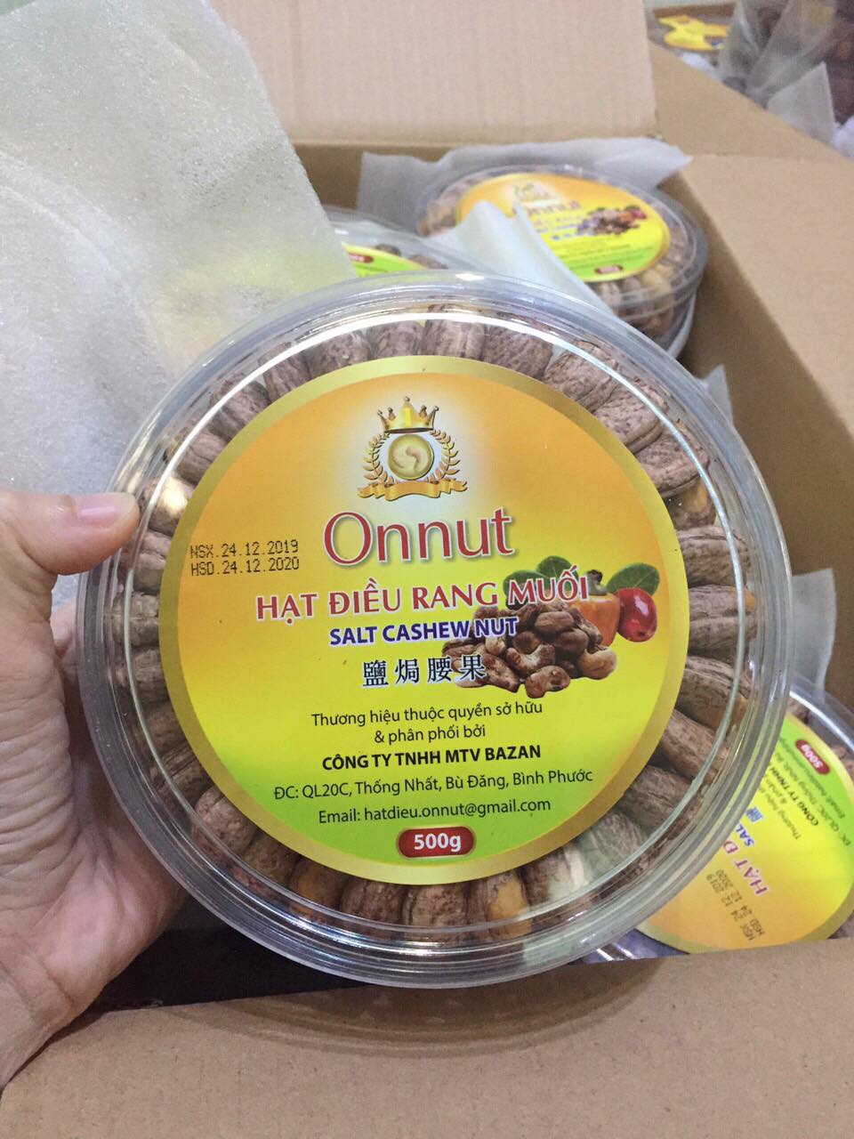 [HCM]Hộp 500gr Hạt điều rang muối vỏ lụa loại 1 Bình Phước