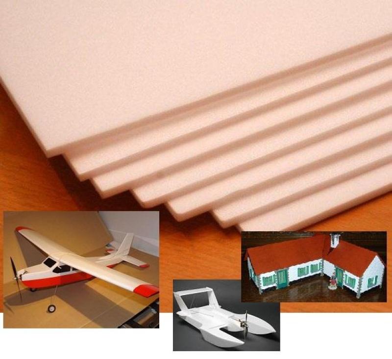 Combo 4 tấm xốp depron foam dày 5mm (mỗi tấm dài 50cm x rộng 50cm) làm mô hình máy bay điều khiển từ xa, tàu, xe, nhà cửa, trang trí (VA001 TP, ĐN) - Luân Air Models