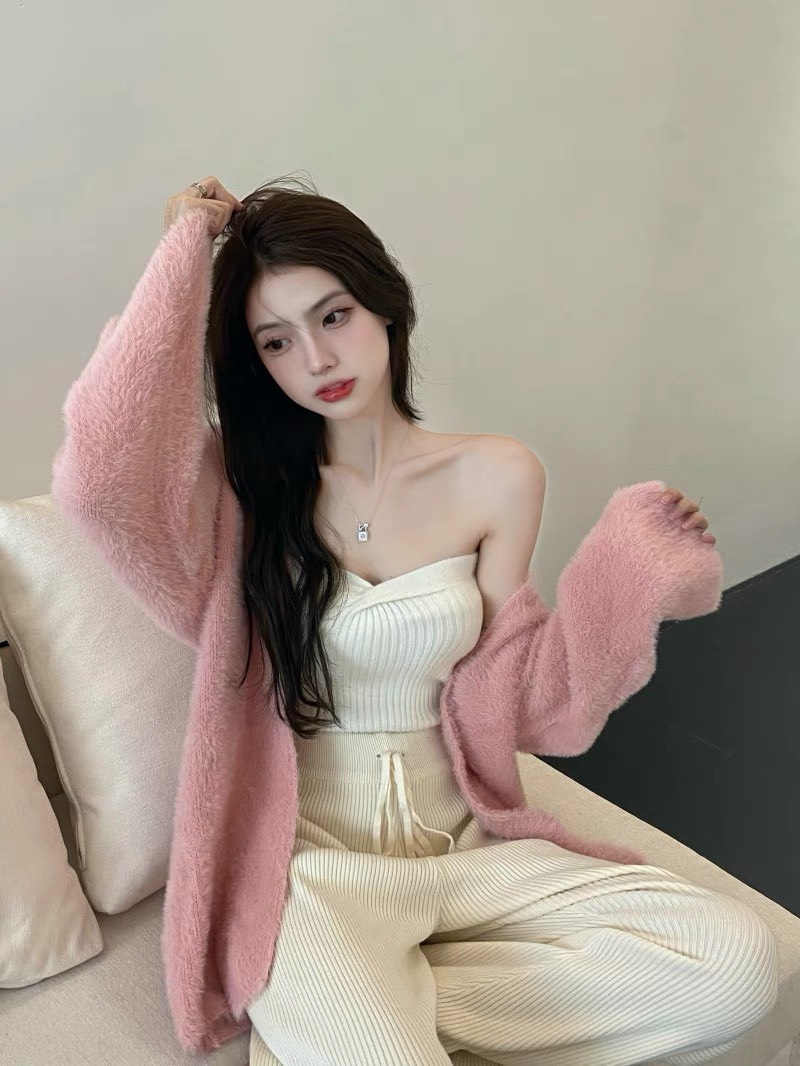 Áo Khoác Len Lông Thỏ Siêu Mềm Mịn Dáng Vừa