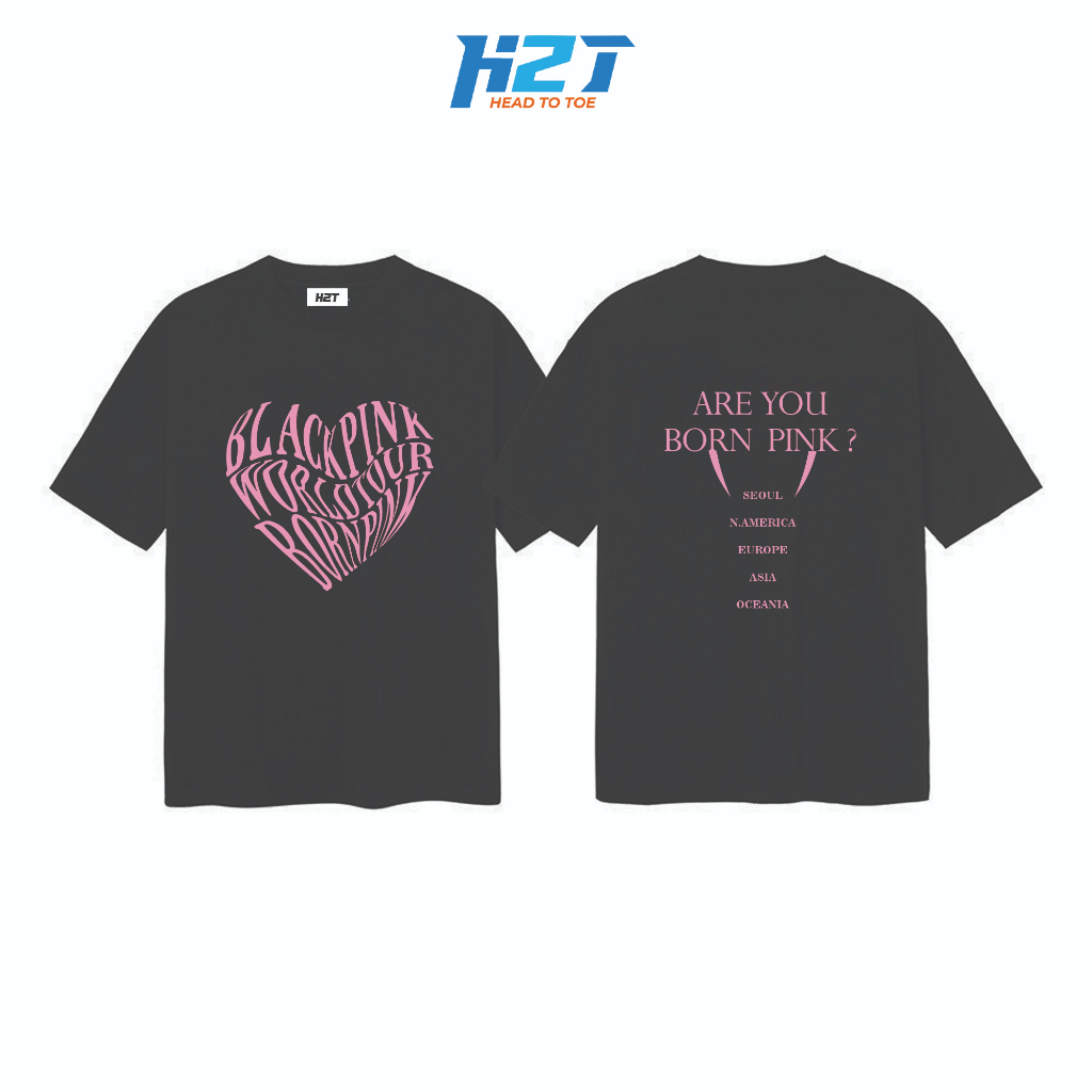Áo thun tay lỡ born pink blackpink world tour 2023 cotton form rộng - h2t house