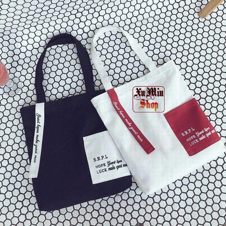 Túi tote/Túi vải size 25 - Mẫu túi phối