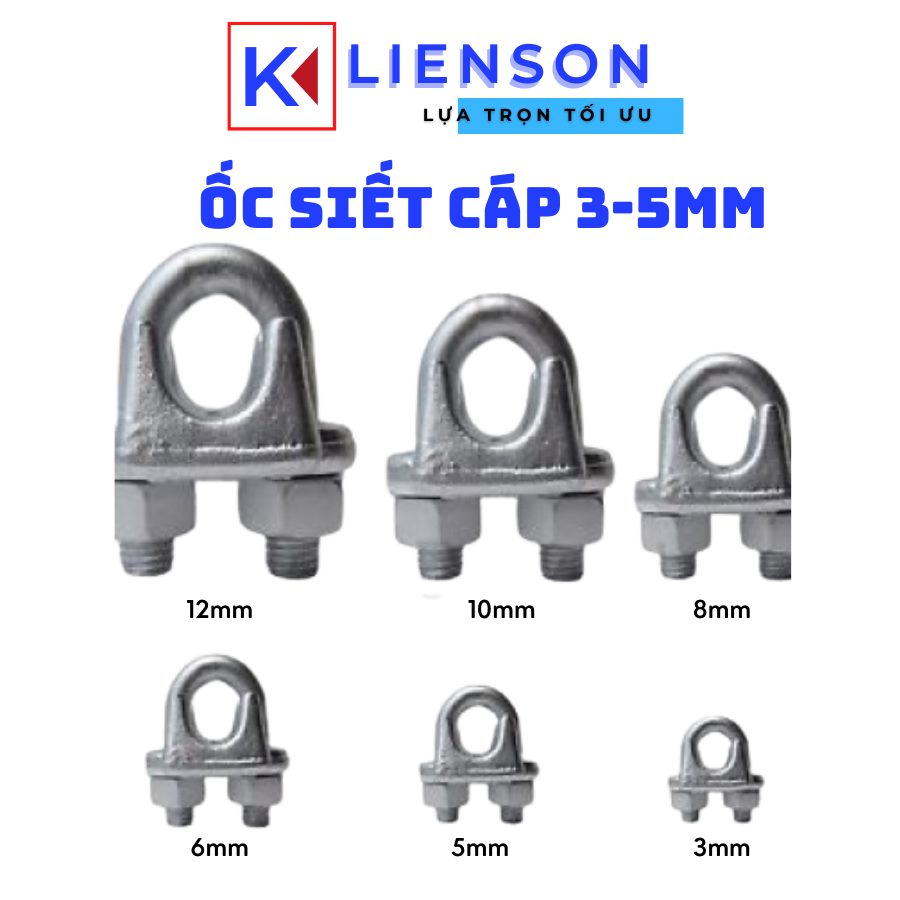 Ốc siết cáp mạ kẽm từ 3mm, 5mm