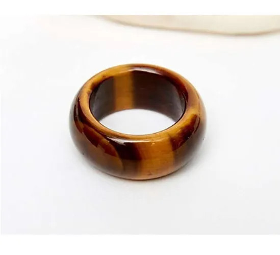 Nhẫn trơn đá mắt hổ mẫu bản lớn - đeo may mắn.