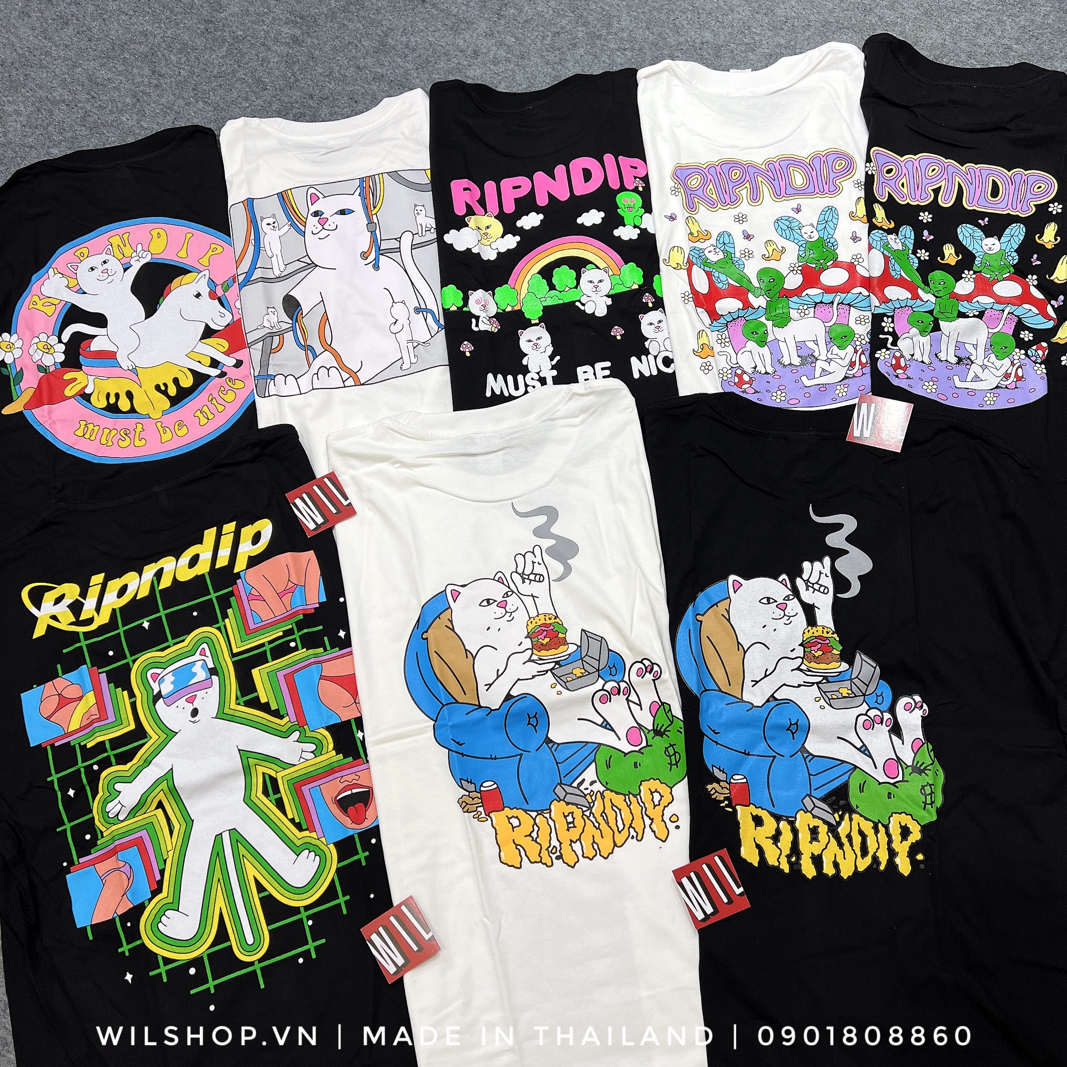 (M, L, XL) ÁO MÈO RIPNDIP - ÁO THUN UNISEX SIZE USA