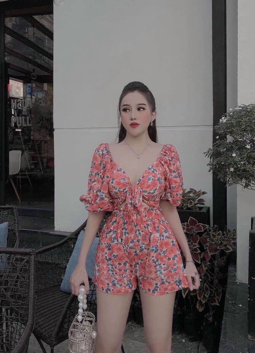 Jum lụa họa tiết hoa nhí cổ tim