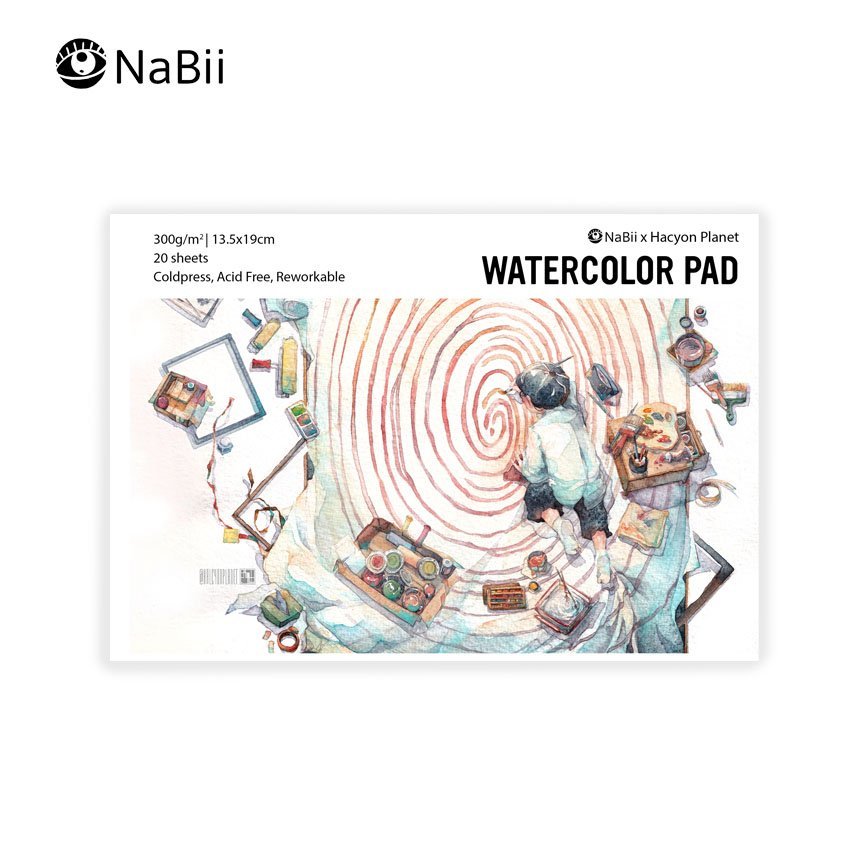 [HCM][MỚI] - SỔ VẼ MÀU NƯỚC NABII x HALCYON PLANET LIMITED EDITION (13.5 x 19CM DẠNG GÁY KEO 300 GSM - 20 TỜ)
