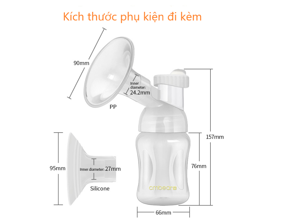 Máy hút sữa đôi Cmbear ZRX-0912 (pin tích điện, màn hình LED, 6 chế độ hút và massage)