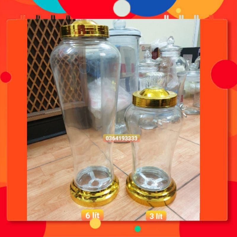 Bình ngâm rượu thủy tinh 6 lít