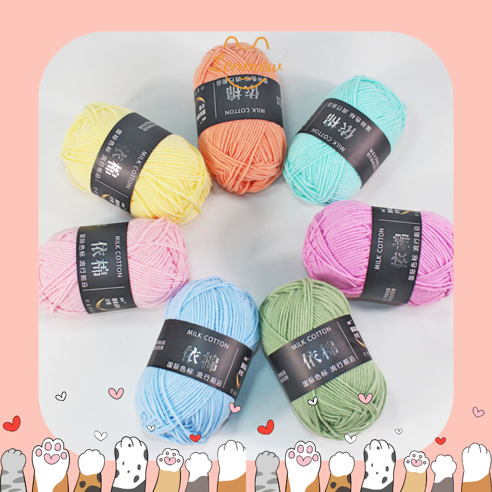 Len Milk Cotton 50G - Cuộn Len Sợi Cotton (Màu 01 - 50)