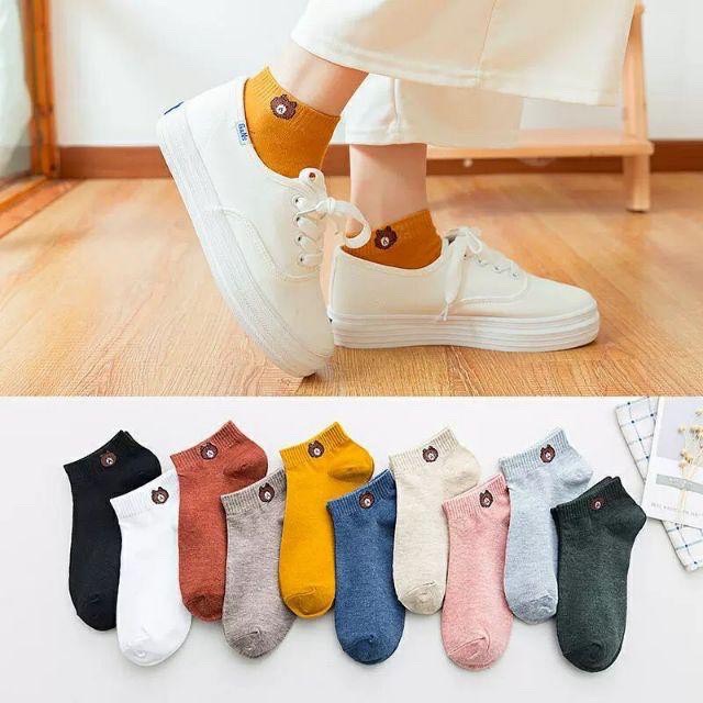 Set 10 đôi tất gấu Brown kèm túi zip