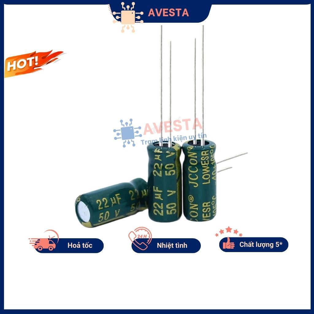 Tụ hóa 50v 22uf 5x11mm tần số cao avesta