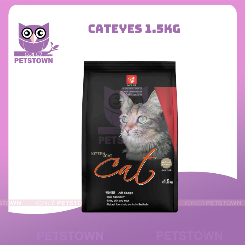 [1.5kg] Cat's Eye Premium - Cat Food Granules for Cats of All Ages to Help with Hairballing, Support Beautiful Skin and Fur