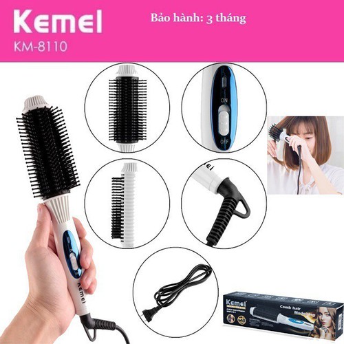 Lược Điện Sấy Cúp Tạo Kiểu Tóc Kemei 8110
