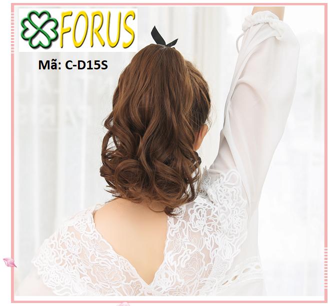 Tóc giả cột xoăn đuôi 38cm D15S, màu [nâu đen 4#] tóc giả nữ