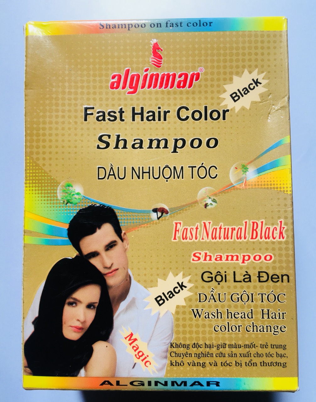 Dầu gội đen tóc - gội là đen Alginmar - Combo 10 gói