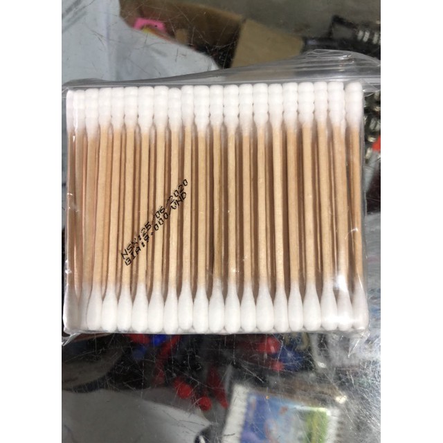 Tăm bông cán gỗ, bịch 100 que