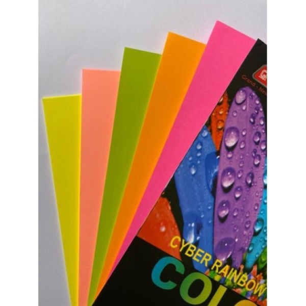 Giấy màu dạ quang A4/80 Pgrand - 100 tờ (trộn 5 màu)