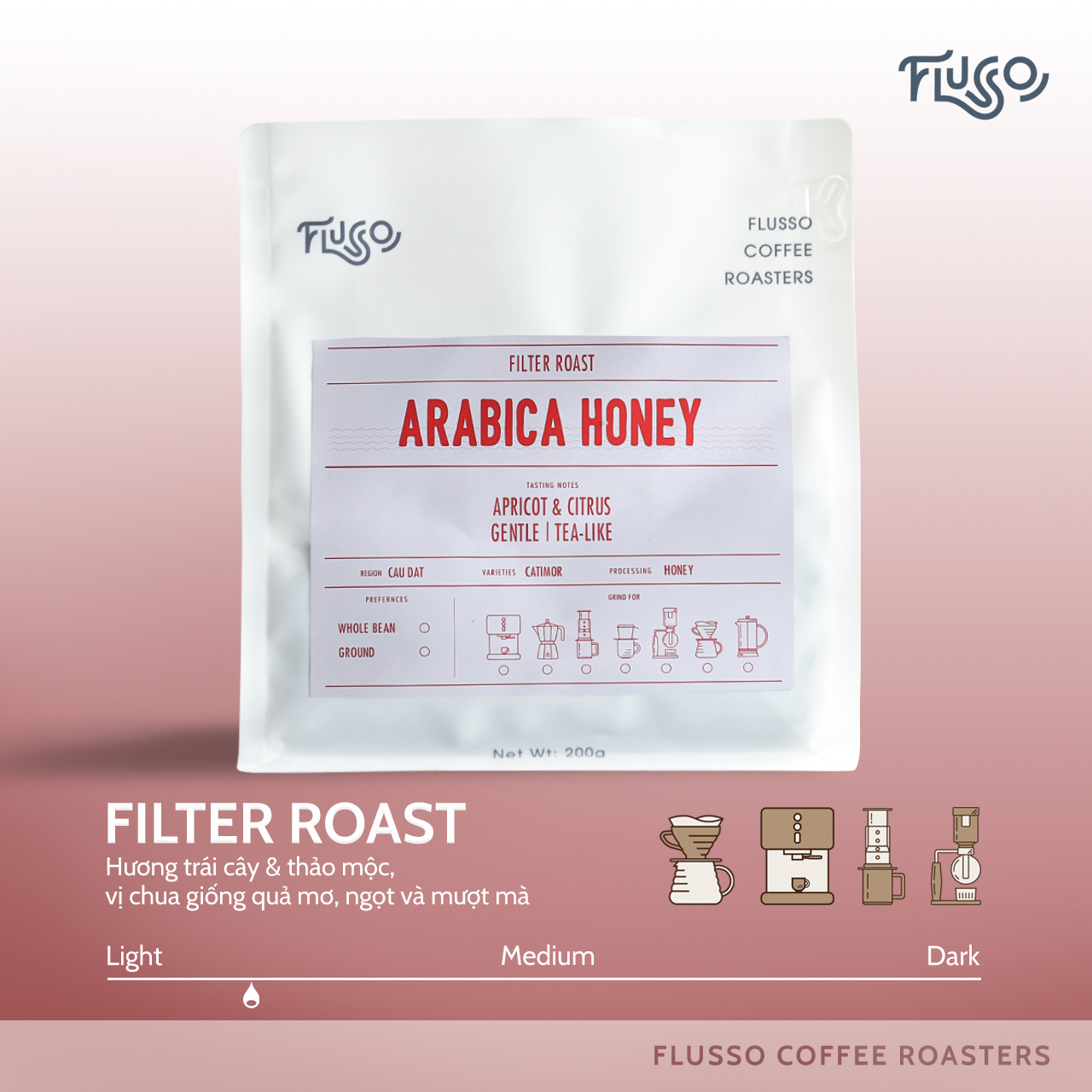 Coffee beans pure Flusso hand brew arabica honey-200g