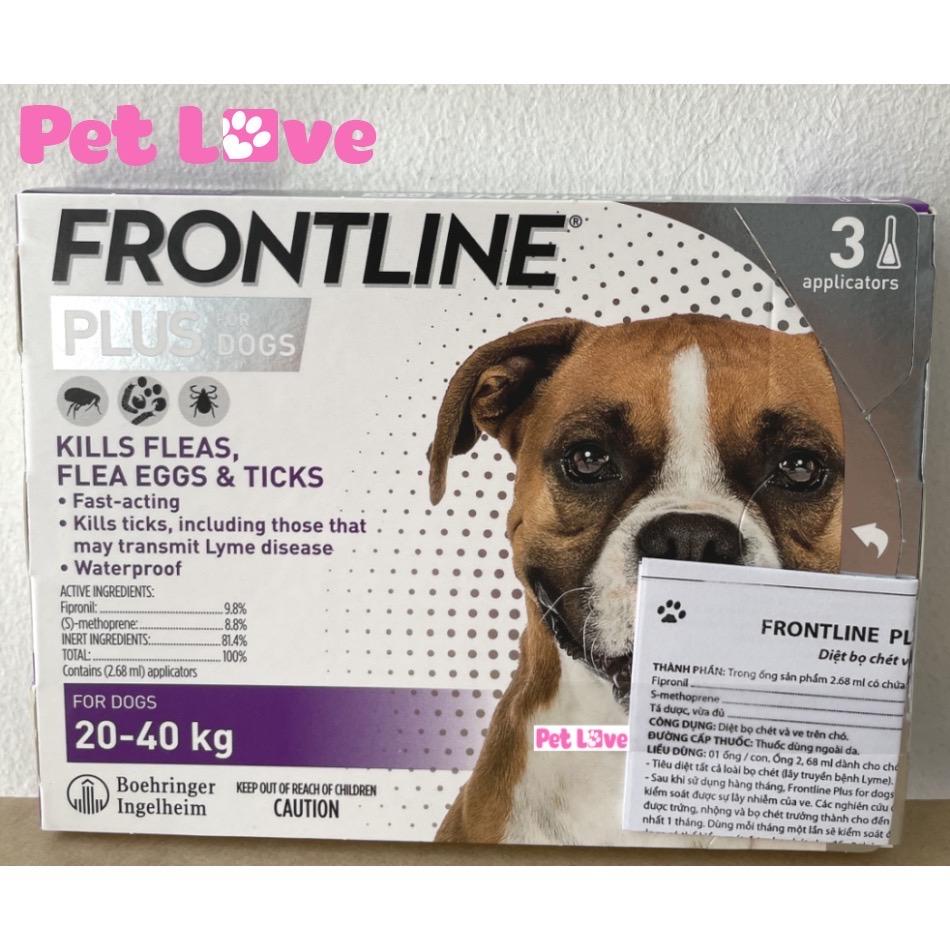 Frontline Plus nhỏ gáy diệt ve rận, bọ chét (chó 20 - 40kg, mẫu mới, 1 hộp x 3 tuýp)