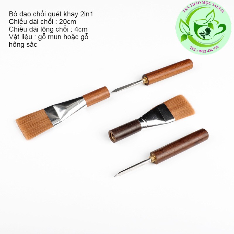 [HCM]Bộ chổi quét khay dao cắt trà 2 in 1