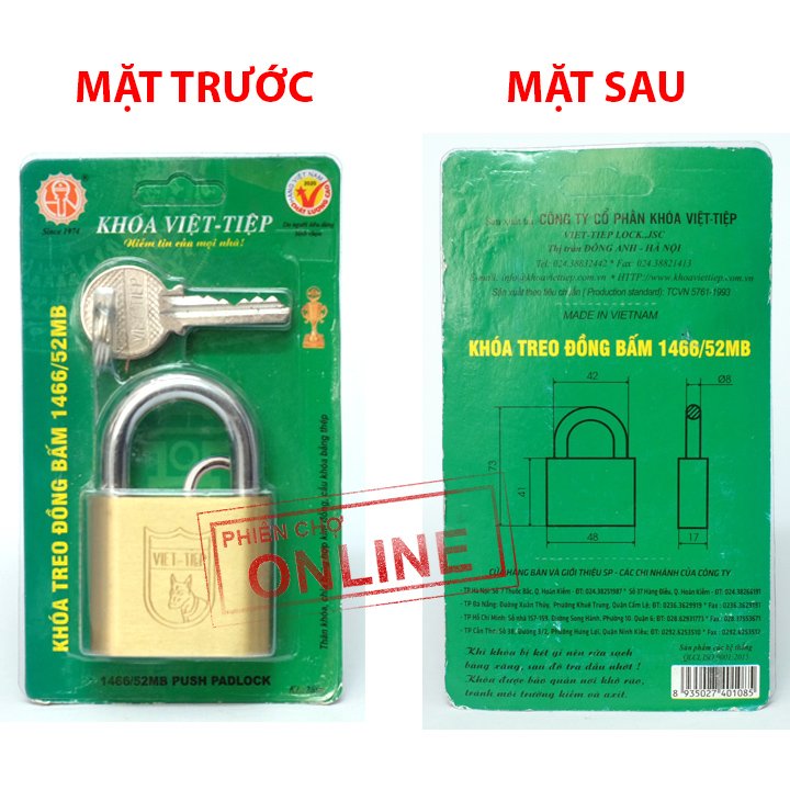 [HCM]Ổ KHÓA ĐỒNG BẤM VIỆT TIỆP 1466-52MB