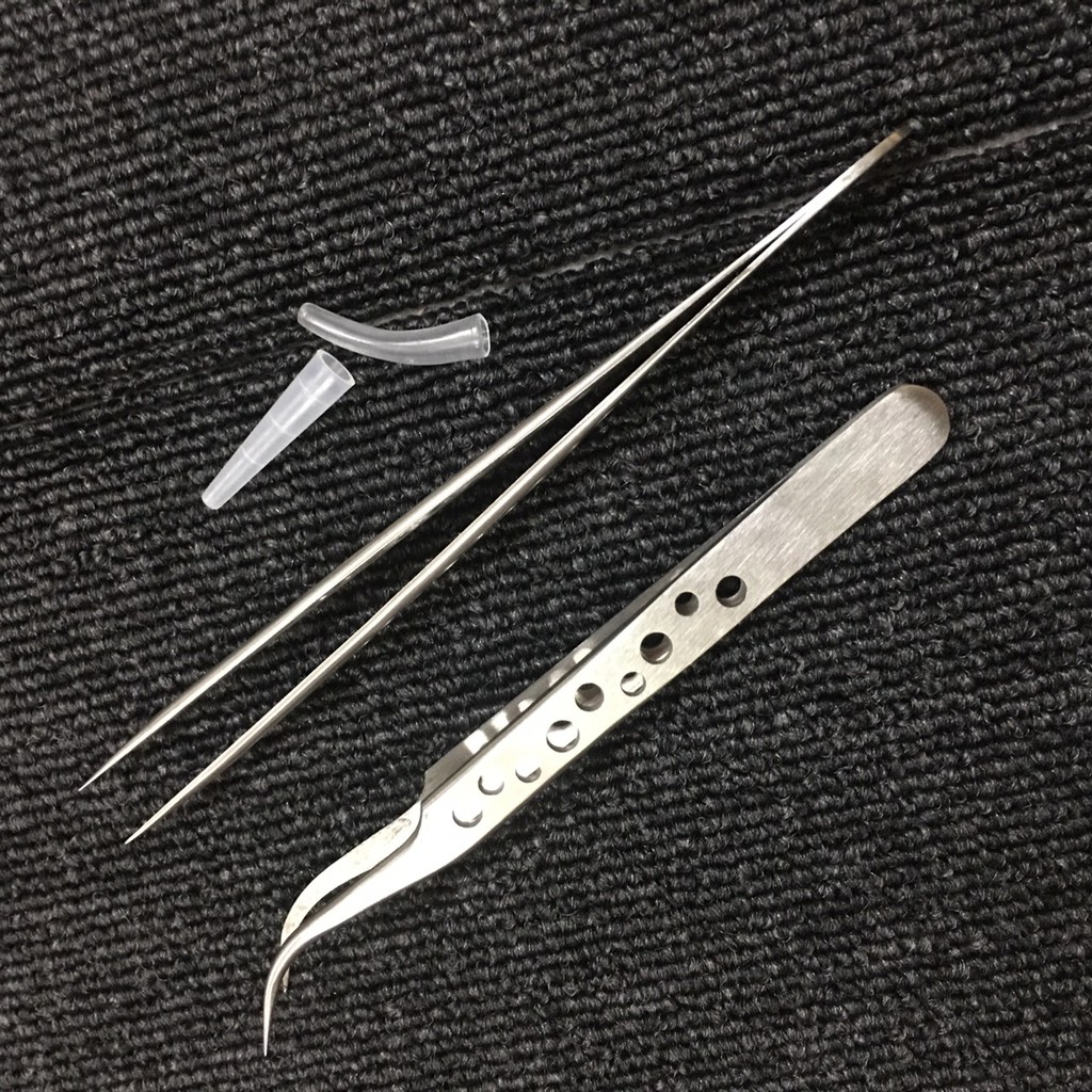 Combo 2 nhíp (panh) có lổ (mũi cong & thẳng)
