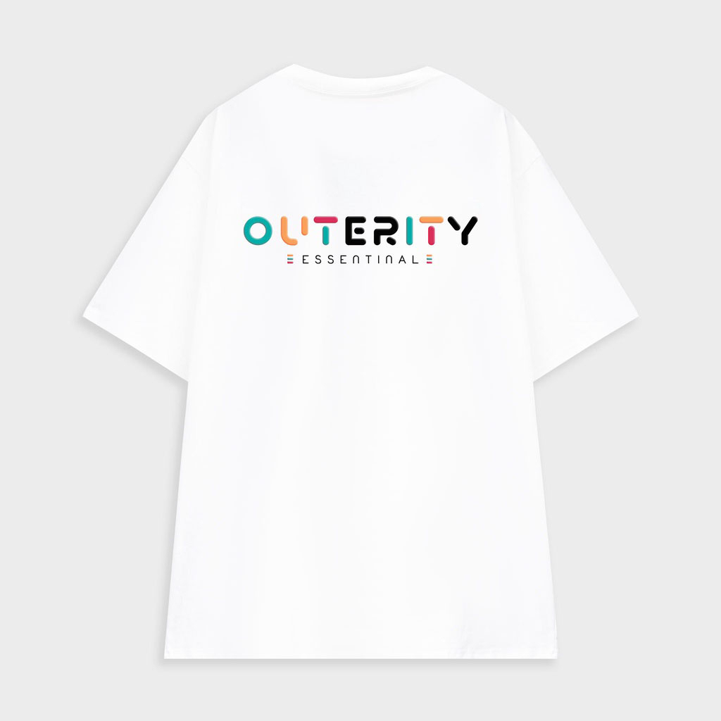 Unisex.genz áo thun unisex nam nữ outerity hai màu đen trắng