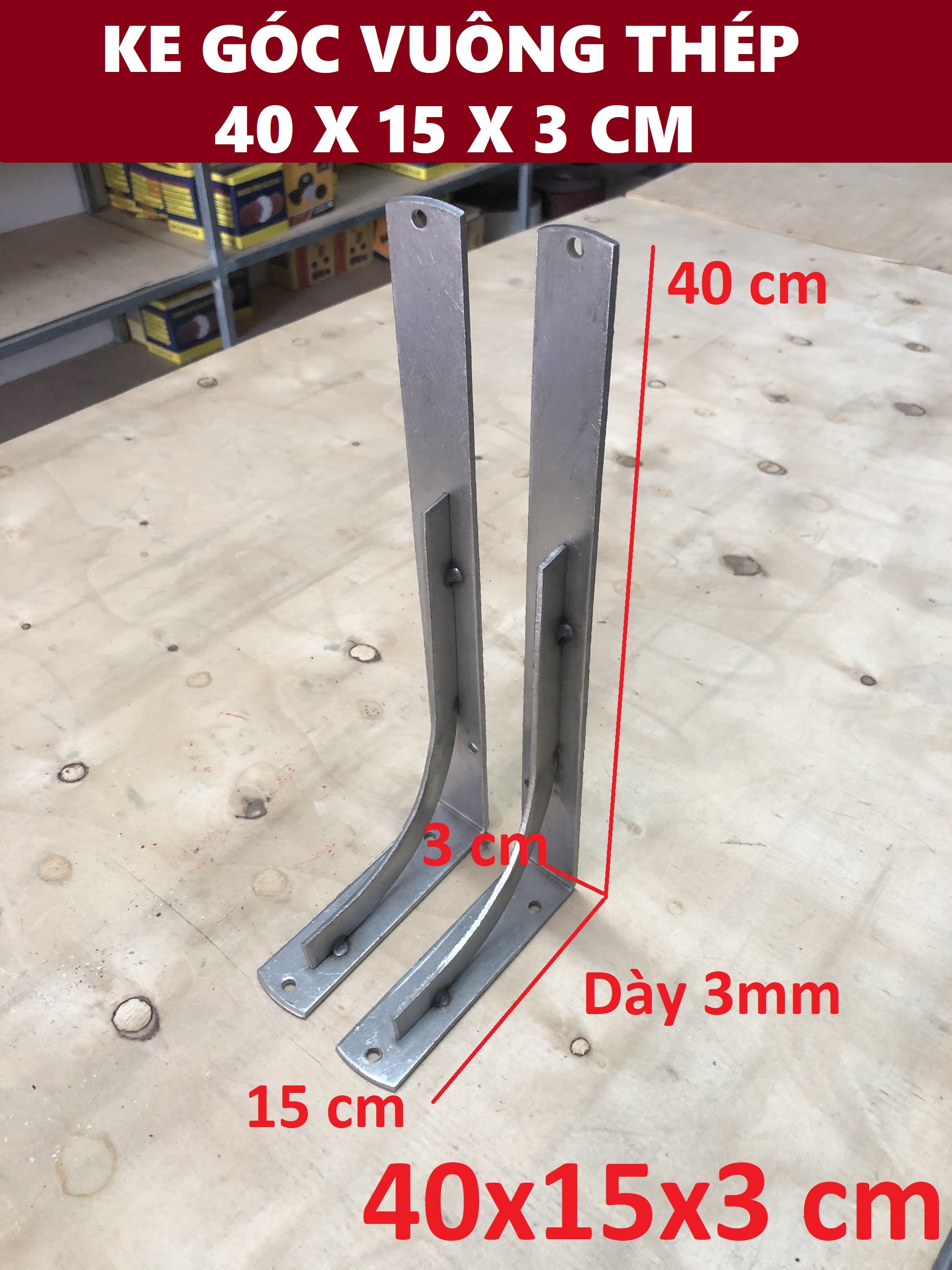 Ke góc vuông chữ l thép 40 x 15 x 3 cm
