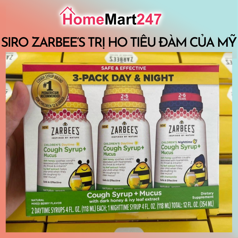 {Mẫu mới} SIRO HO ZARBEE'S MỸ (2 ngày + 1 đêm) 118ML, DATE 7/2024