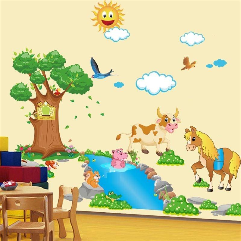 Decal dán tường Ngựa qua sông- T119-kiddecals