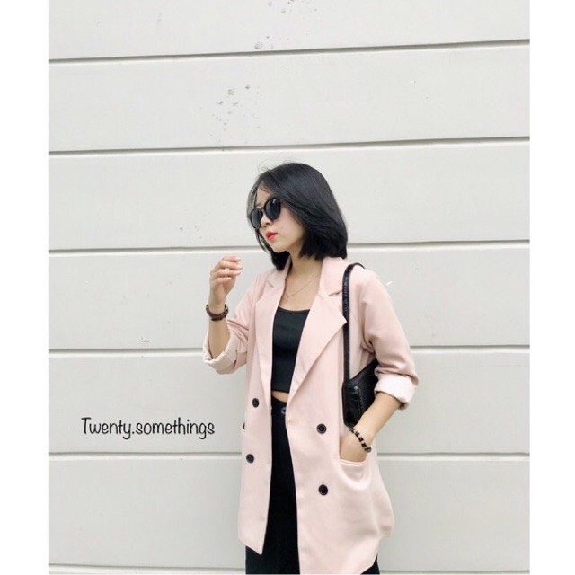ÁO BLAZER BEIGE 2 LỚP STYLE ULZZANG HÀN QUỐC (ảnh thật/sẵn/có video)