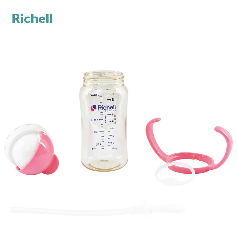 BÌNH ỐNG HÚT PPSU RICHELL (260ML-HỒNG)