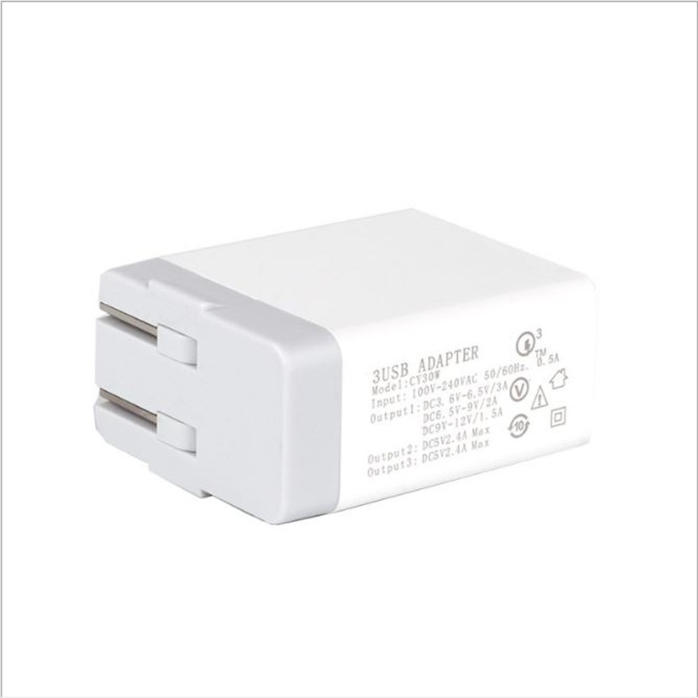 3-port USB fast charger-3.0 30W quick charge foldable charger-foldable head smart charger