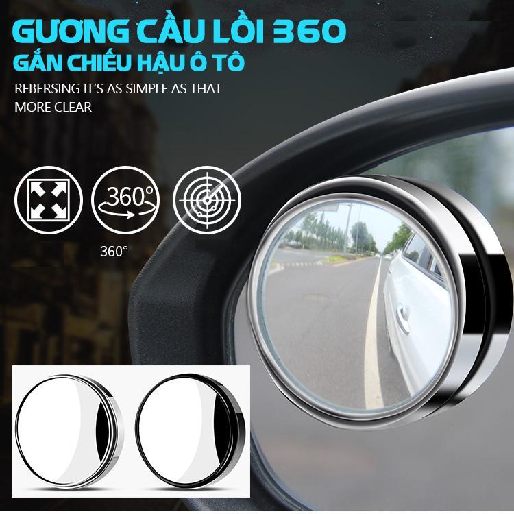Combo 2 Gương Cầu Lồi Gắn Kính Chiếu Hậu 360 độ gắn xe ô tô, xe máy