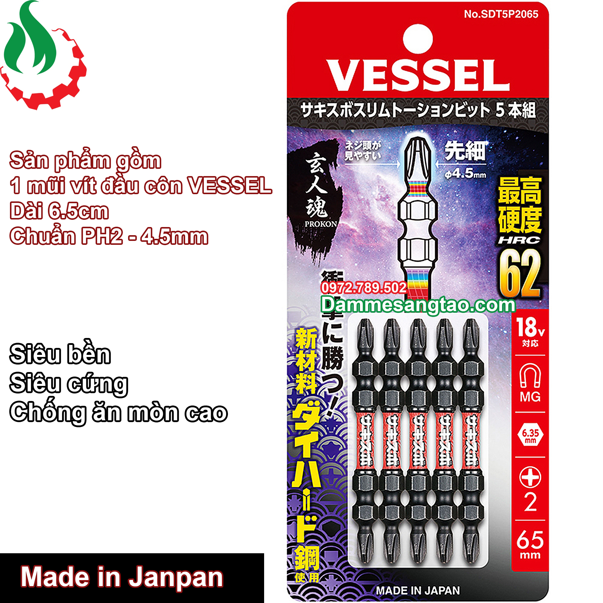 Mũi vít 4 cạnh bake vessel 2 đầu côn
